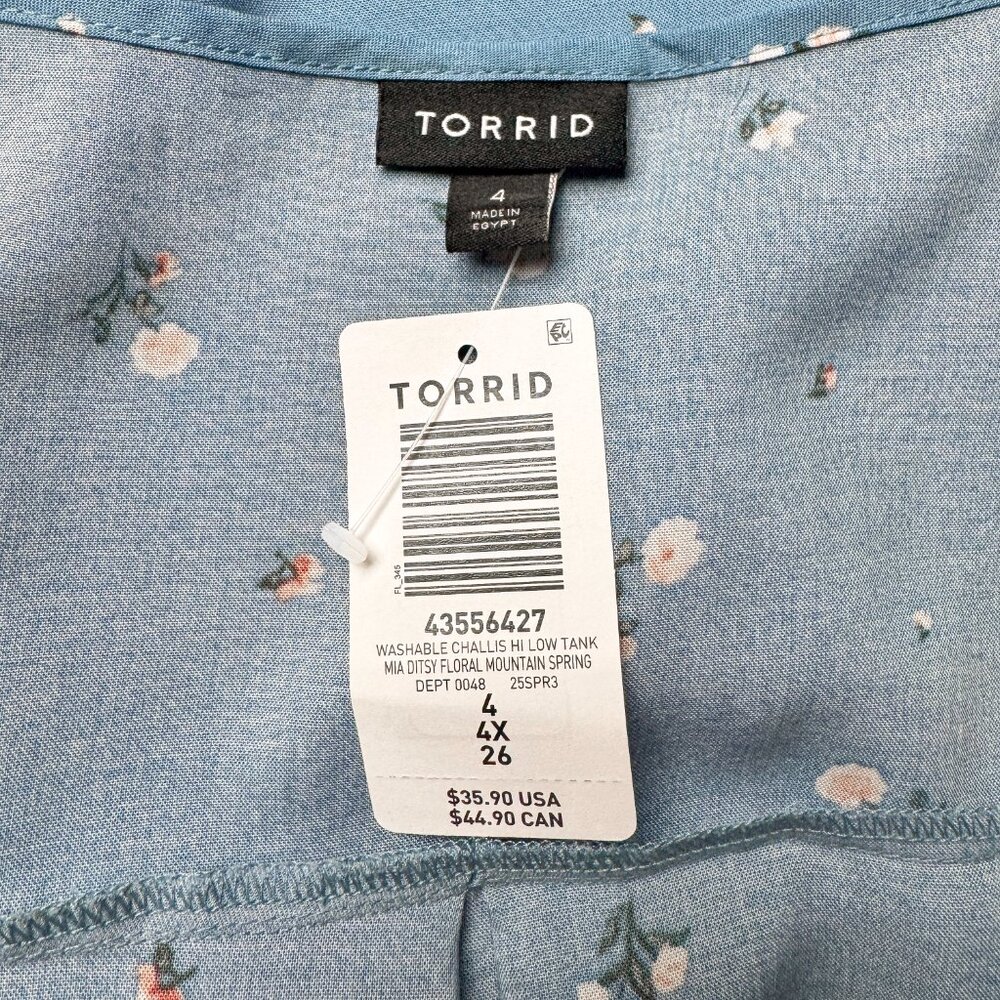 NWT Torrid Hi-Low Challis Tank Top Dusty Blue Women's Size 4XL‎ (Torrid Sz 4/26) - Picture 9 of 9